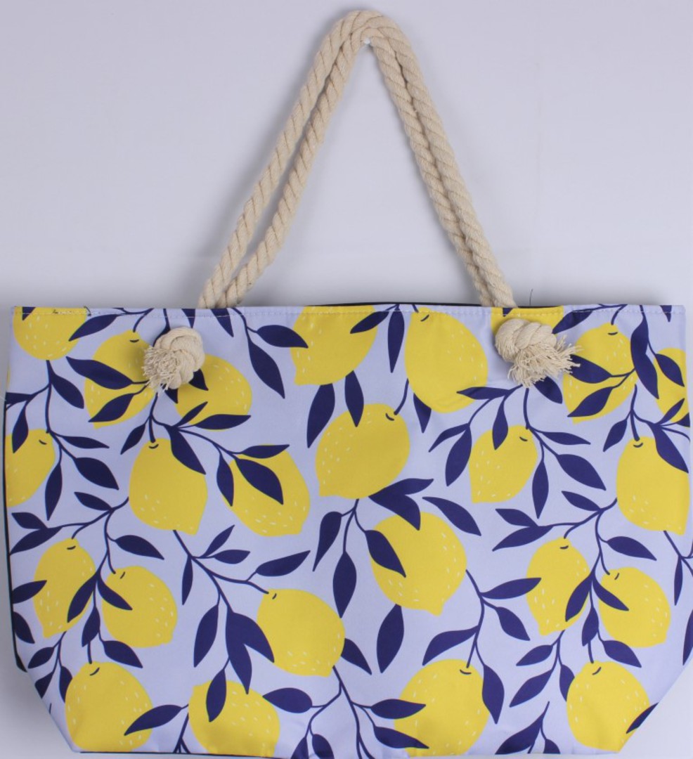 Amalfi lemon design carry bag (55cm x 35cm high) with solid base, rope handles & zip top. Style: AL/4008. image 0